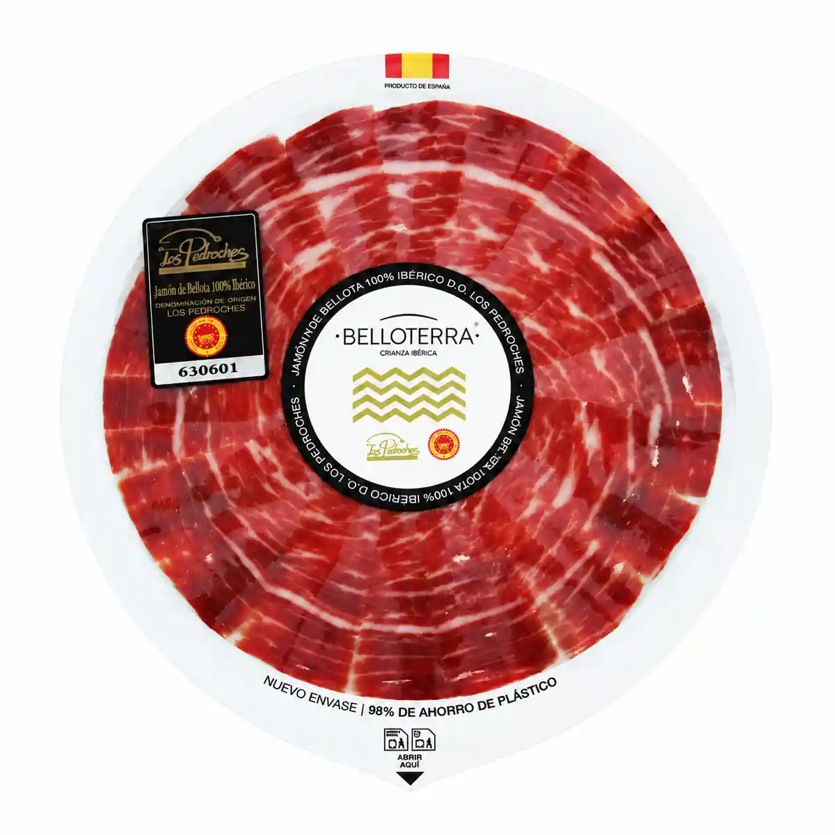 Plato de jamón de bellota 100% ibérico DOP Los Pedroches cortado a mano