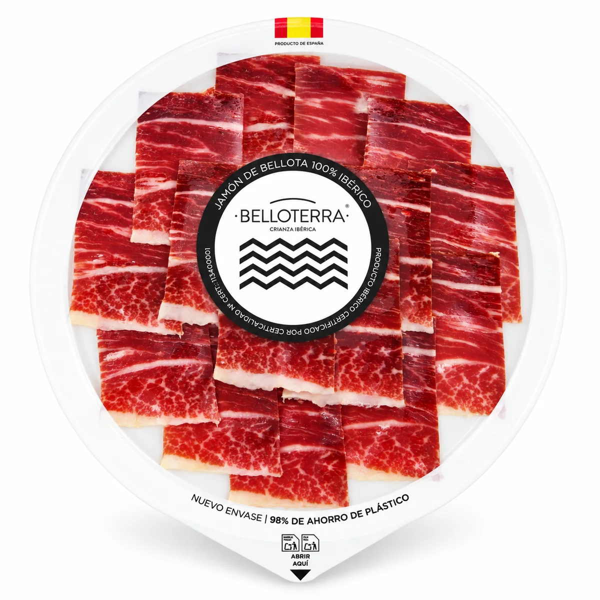 Jamón de Bellota 100% Ibérico Belloterra loncheado a máquina 80 g