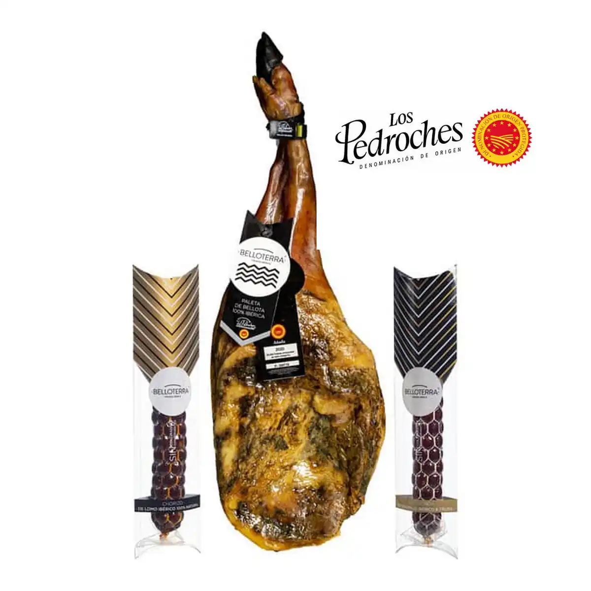 Paleta de Bellota 100% Ibérica DOP Los Pedroches con chorizo y salchichón ibéricos Belloterra